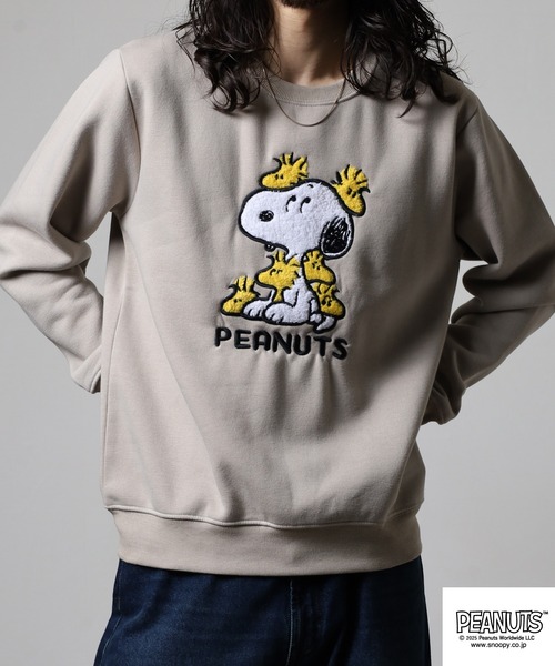 PEANUTS トレーナー スウェット サガラ刺繍 裏起毛トレーナー メンズ