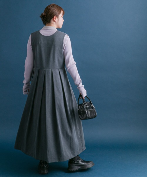 「KBF」 ノースリーブワンピース 38 ライトカーキ レディース_画像4