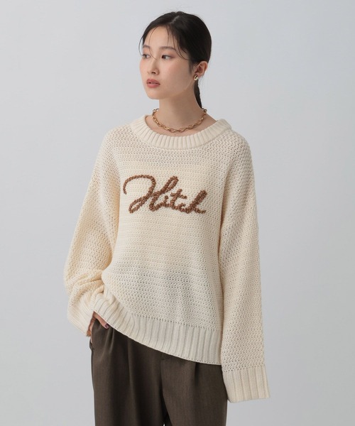 LEPSIM（レプシィム） ニット セーター 5ゲージ編み柄モールロゴプル