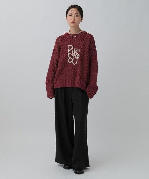 LEPSIM（レプシィム） ニット セーター 5ゲージ編み柄モールロゴプル