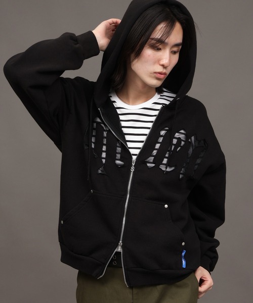 パーカー 「SEQUENZ/シークエンズ」SEE-THROUGH LOGO ZIP P/K メンズ