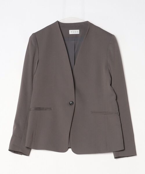 PLST（プラステ） ノーカラージャケット M グレー レディース