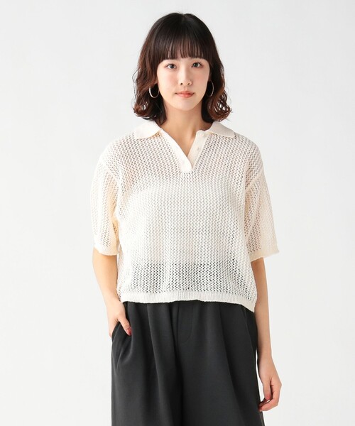 BEAMS レディースポロシャツ　L BEAMS HEART（ビームス ハート） ポロシャツ ポロ メッシュ ニット