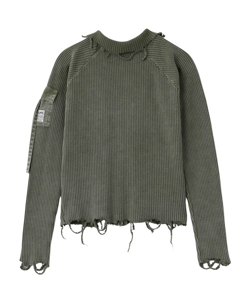X-girl（エックスガール） tシャツ DISTRESSED WOVEN MIX ZIP UP TOP