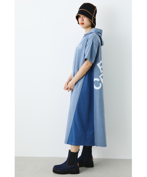 「RODEO CROWNS WIDE BOWL」 半袖ワンピース FREE グレー×ホワイト レディース_画像3