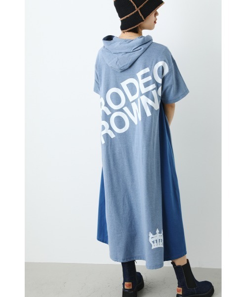 「RODEO CROWNS WIDE BOWL」 半袖ワンピース FREE グレー×ホワイト レディース_画像4