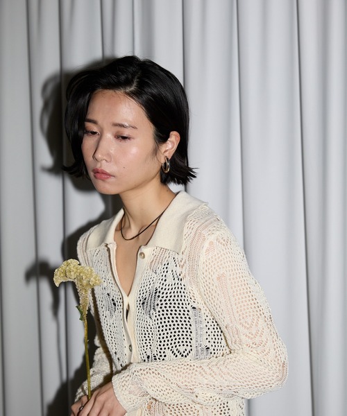 「leimn」 長袖ニット M ブラック×ホワイト レディース_画像3