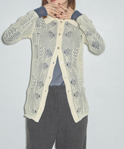 「leimn」 長袖ニット M ブラック×ホワイト レディース_画像6