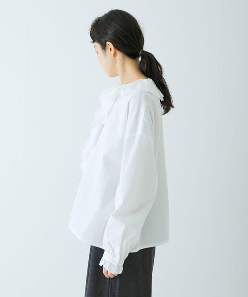 かぐれ ブラウス シャツ コットンフリルカラーシャツ レディース