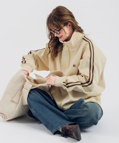 「MUHET」 ジャージブルゾン X-LARGE ネイビー レディース_画像9