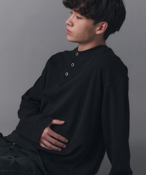 Confirm（コンファーム） tシャツ Henley Neck Waffle Long Sleeve Tee
