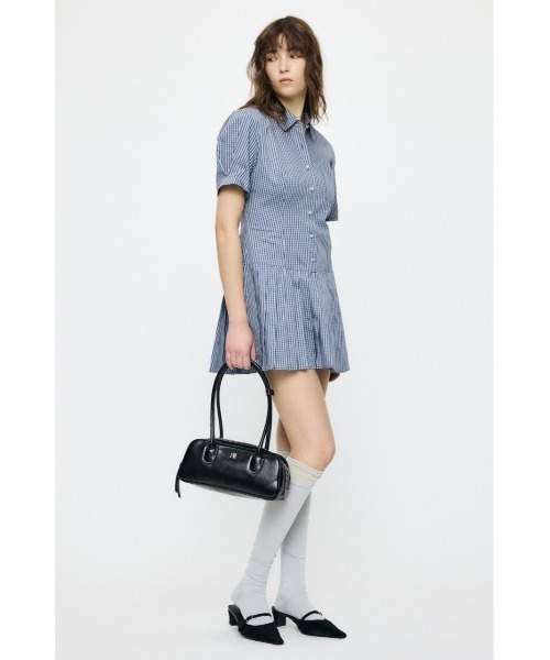MOUSSY（マウジー） ワンピース 半袖 PLEATED SHIRT ミニドレス