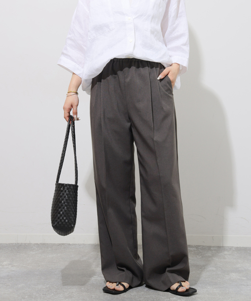 スラックス パンツ 「WEB限定追加2」マットウースフレアタックパンツ レディースの画像