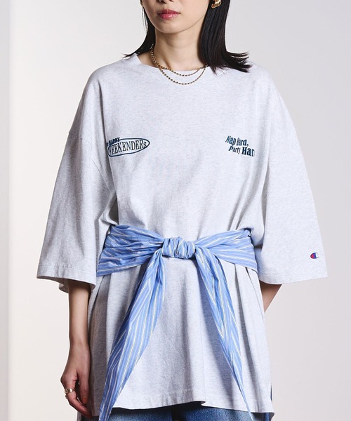 tシャツ 「Champion別注」ROSEBUD x champion LOGO EMBROIDERY BIG TEE レディースの画像