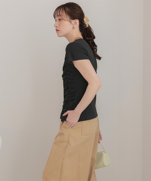 miette（ミエット） カーディガン 半袖 シャーリング半袖ニット