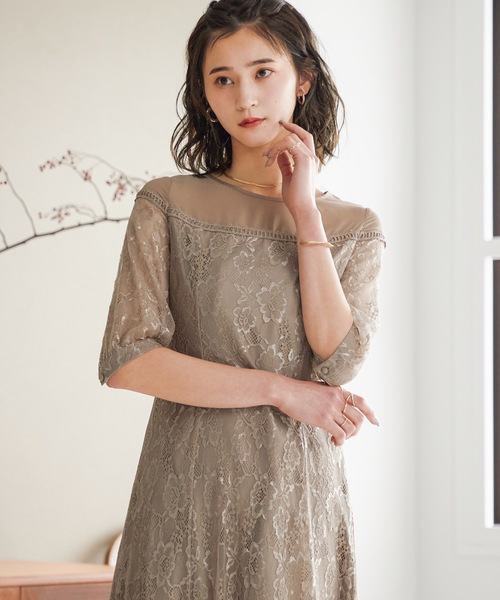「niana」 7分袖ワンピース M グリーン レディースの画像