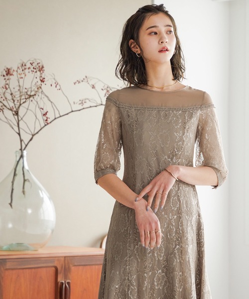 「niana」 7分袖ワンピース M グリーン レディースの画像