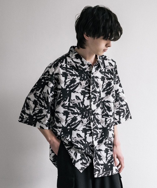 「Rocky Monroe」 「Beno」半袖シャツ L ブルーグレー メンズ_画像2