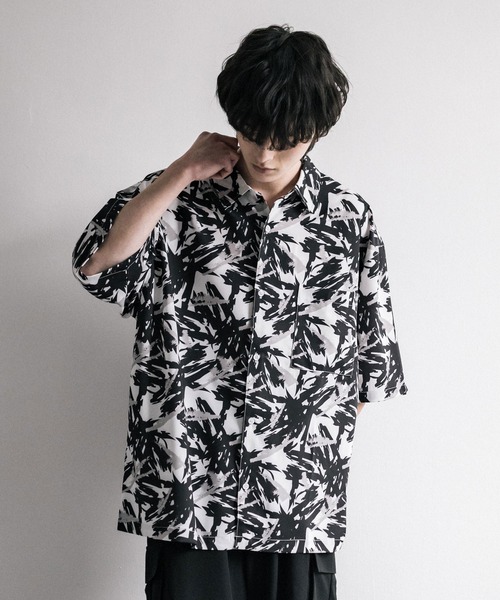 「Rocky Monroe」 「Beno」半袖シャツ L ブルーグレー メンズ_画像3