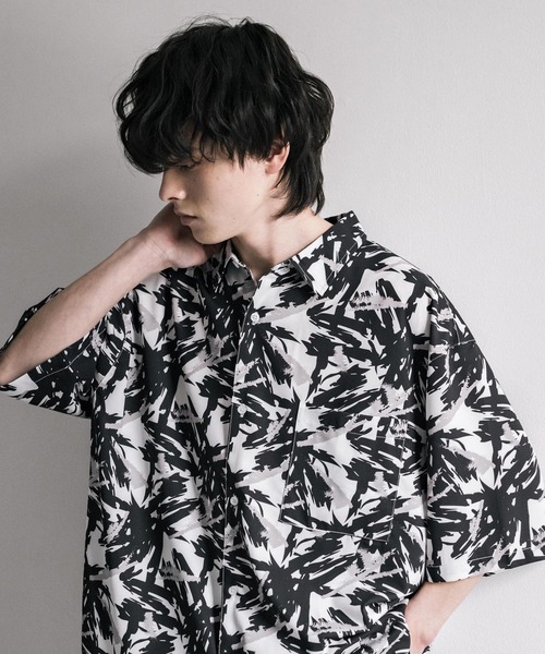「Rocky Monroe」 「Beno」半袖シャツ L ブルーグレー メンズ_画像4
