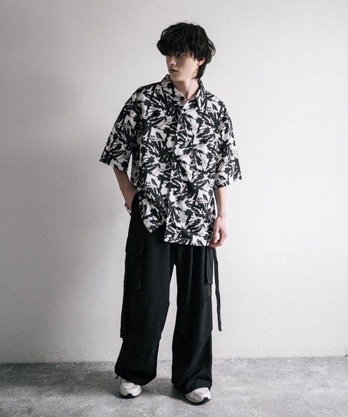 「Rocky Monroe」 「Beno」半袖シャツ L ブルーグレー メンズ_画像5