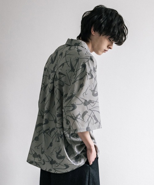 「Rocky Monroe」 「Beno」半袖シャツ L ブルーグレー メンズ_画像7
