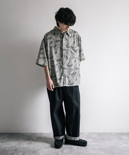 「Rocky Monroe」 「Beno」半袖シャツ L ブルーグレー メンズ_画像9