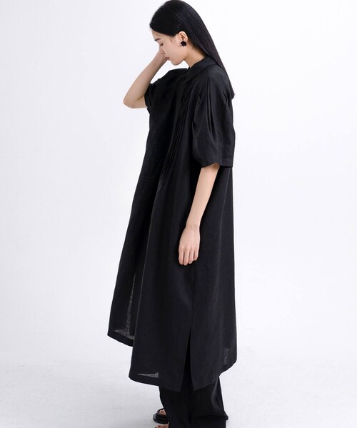 ワンピース eunoia | リネン ピンタック半袖ワンピース WOMENの画像