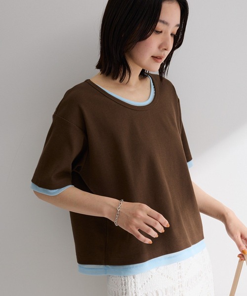 Green Parks（グリーンパークス） tシャツ 半袖 チュールレイヤード 
