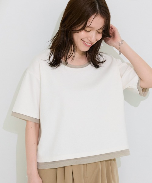 Green Parks（グリーンパークス） tシャツ 半袖 チュールレイヤード 