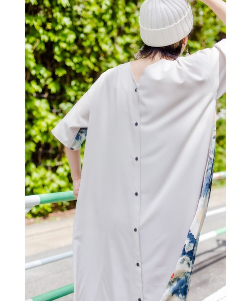 「OSMOSIS」 半袖ワンピース ONE SIZE グレー レディース_画像9