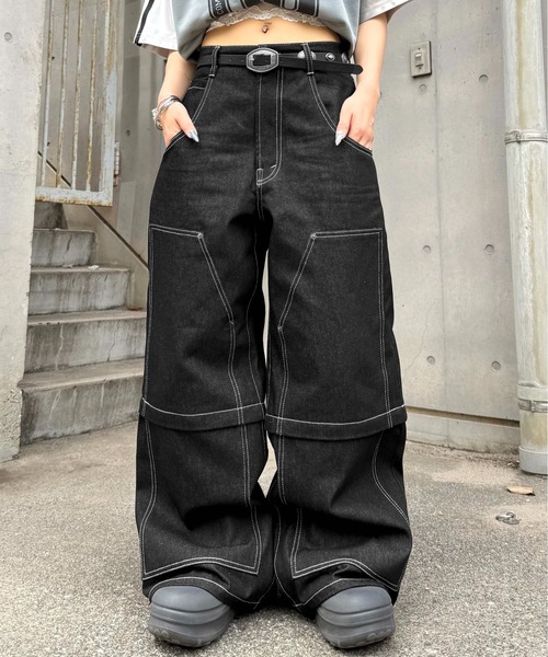 ジーンズ 2wayダブルニーリジットデニム メンズ レディース : ZOZOTOWN