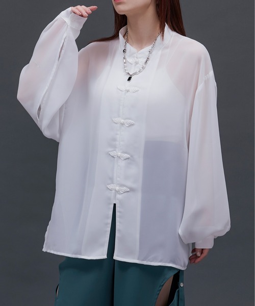 「Ellno Loset」 長袖シャツ LARGE ブルーグレー メンズ_画像5