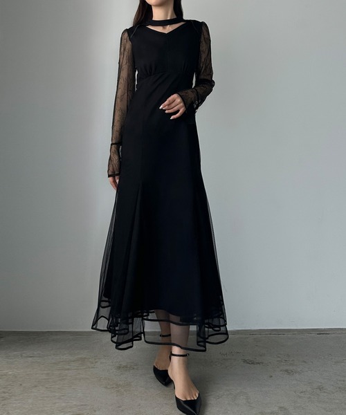「Louere」 長袖ワンピース X-LARGE ブラック レディース_画像2