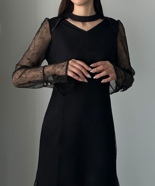 「Louere」 長袖ワンピース X-LARGE ブラック レディース_画像7