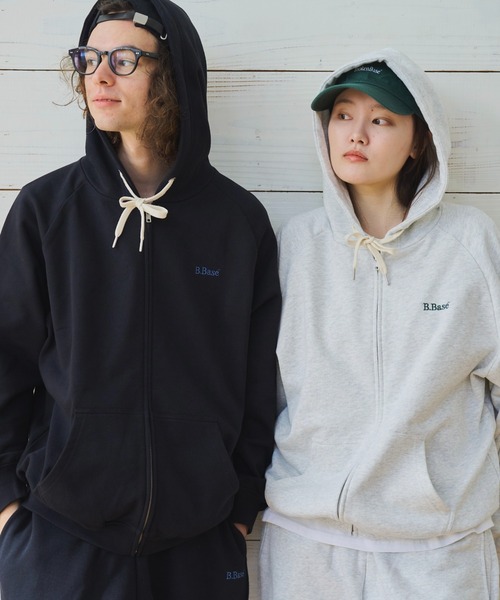 「BROKEN BASE」 ジップアップパーカー LARGE 杢グレー メンズ_画像4