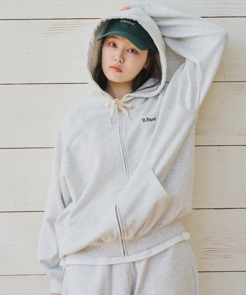 「BROKEN BASE」 ジップアップパーカー LARGE 杢グレー メンズ_画像9