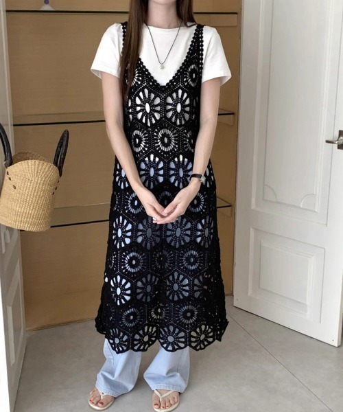 miniministore（ミニミニストア） ワンピース クロシェ編みキャミ