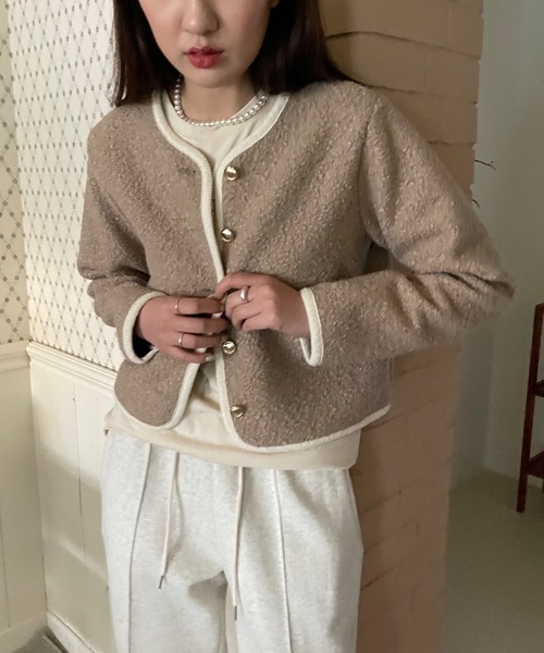 Didot.showroom ジャケット ノーカラージャケット プードルツイード