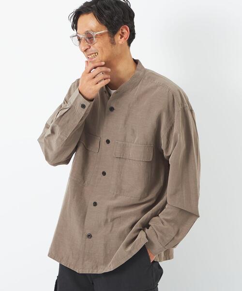 ジャケット ブルゾン ACE/LI Wパッチポケット バンドカラー シャツ ブルゾン †11,000円