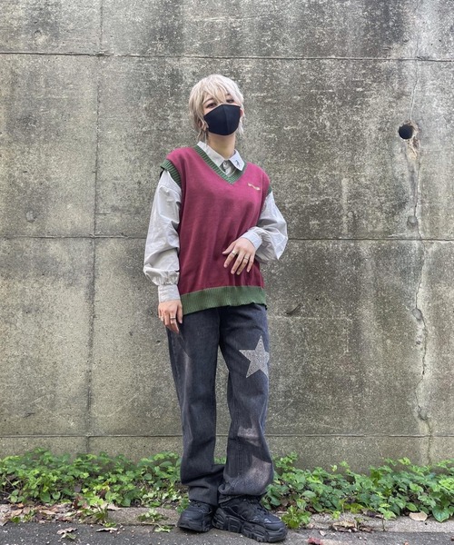 ベスト ジレ gibous/ギボス/ two tone knit vest/LHP別注ツートンニットベスト レディース メンズ L.H.P ベスト ジレ gibous/ギボス/ two tone knit vest/LHP別注
