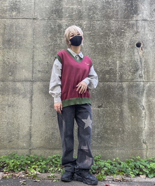 ベスト レディース gibous/ギボス/ two tone knit vest/LHP別注ツートンニットベスト｜zozo｜13