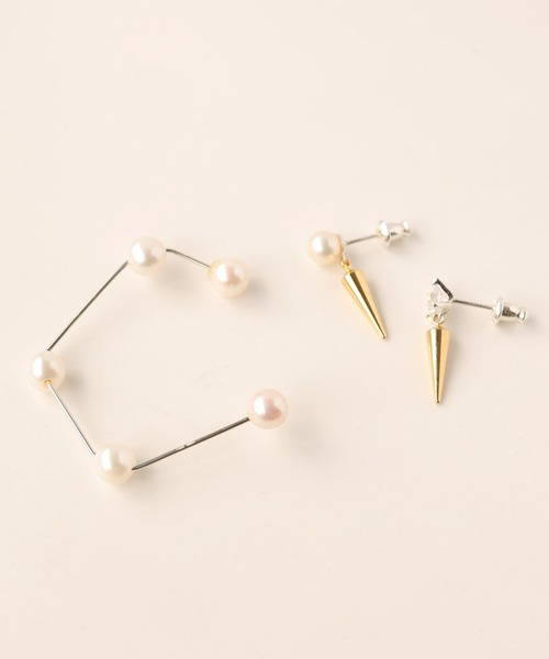 e.m. ジルコニアピアス e.m. ピアス SILVER925ジルコニアフープピアス/レディース