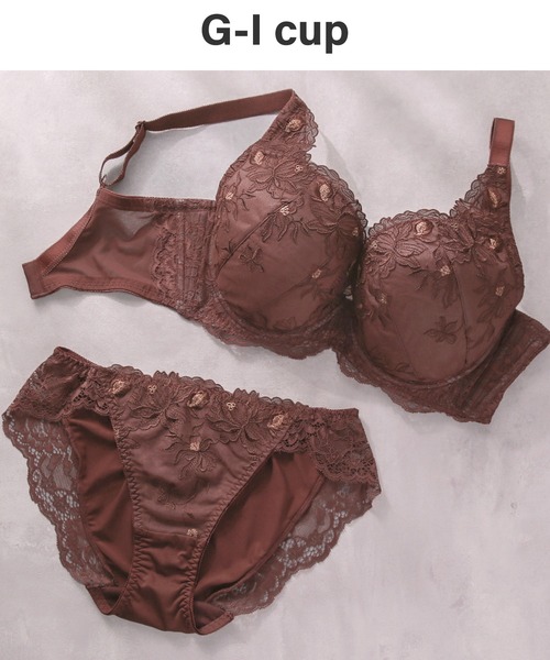 ブラジャーとショーツセット Qサイズ ブラウン ブラショーツセット カップ別 Dカップ アンダー85 90 95 100 (j1-d)