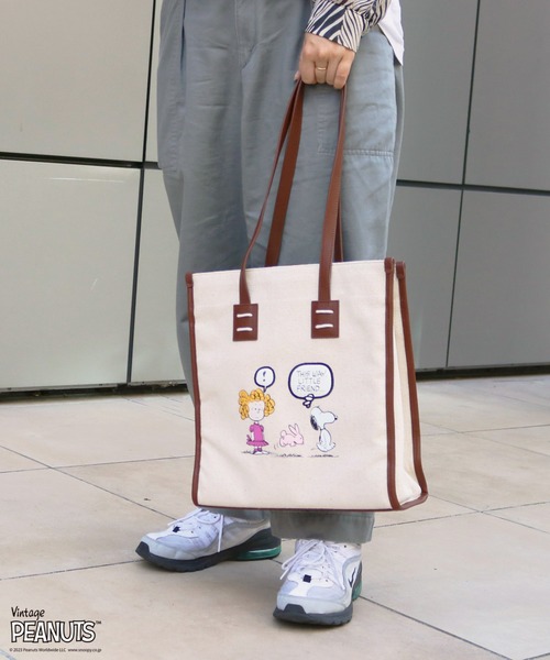 PEANUTS トートバッグ PEANUTS キャンバスパイピングトート