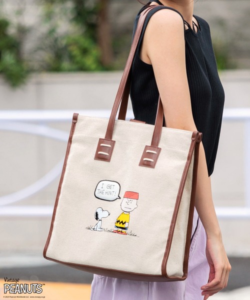 PEANUTS トートバッグ PEANUTS キャンバスパイピングトート