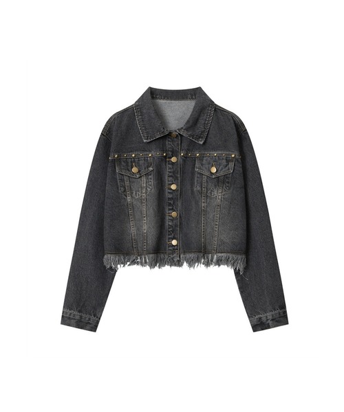 デニムジャケット gジャン 「HOOK」for girls 裾カットオフショット丈