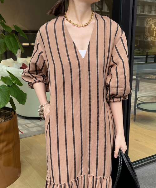d-due リネンワンピース　size 38 TANG｜コットン リネン ウェザークロス ロングシャツ ワンピース