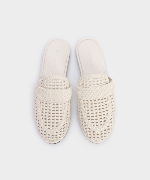 CHARLES ＆ KEITH サンダル ウーブンスリップオンフラット