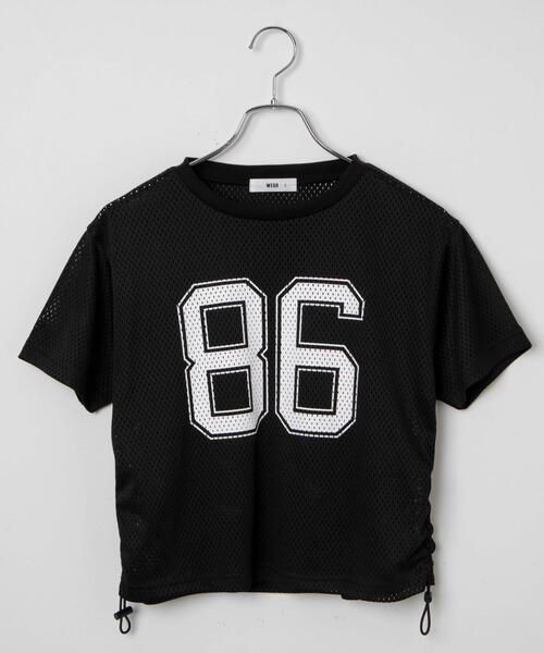 【レイダース】 チームロゴ メッシュシャツ 黒 Vネック ウィゴー Mサイズ WEGO tシャツ WEGO/メッシュサイドドロストT レディース